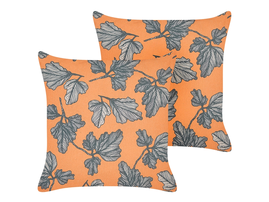 Juego de cojines decorativos BELIANI Spirea de Poliéster Naranja 45x45x10