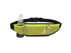Cinturón deportivo Yuysan para botella de agua, elástico y ajustable, ajuste ceñido al cuerpo, color verde.