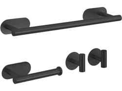 Juego de 4 accesorios de baño, sin taladrar, acero inoxidable NEVEANCE