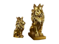 Escultura de león coronado en resina, modelo hecho a mano, estatua de animal para decoración del hogar.