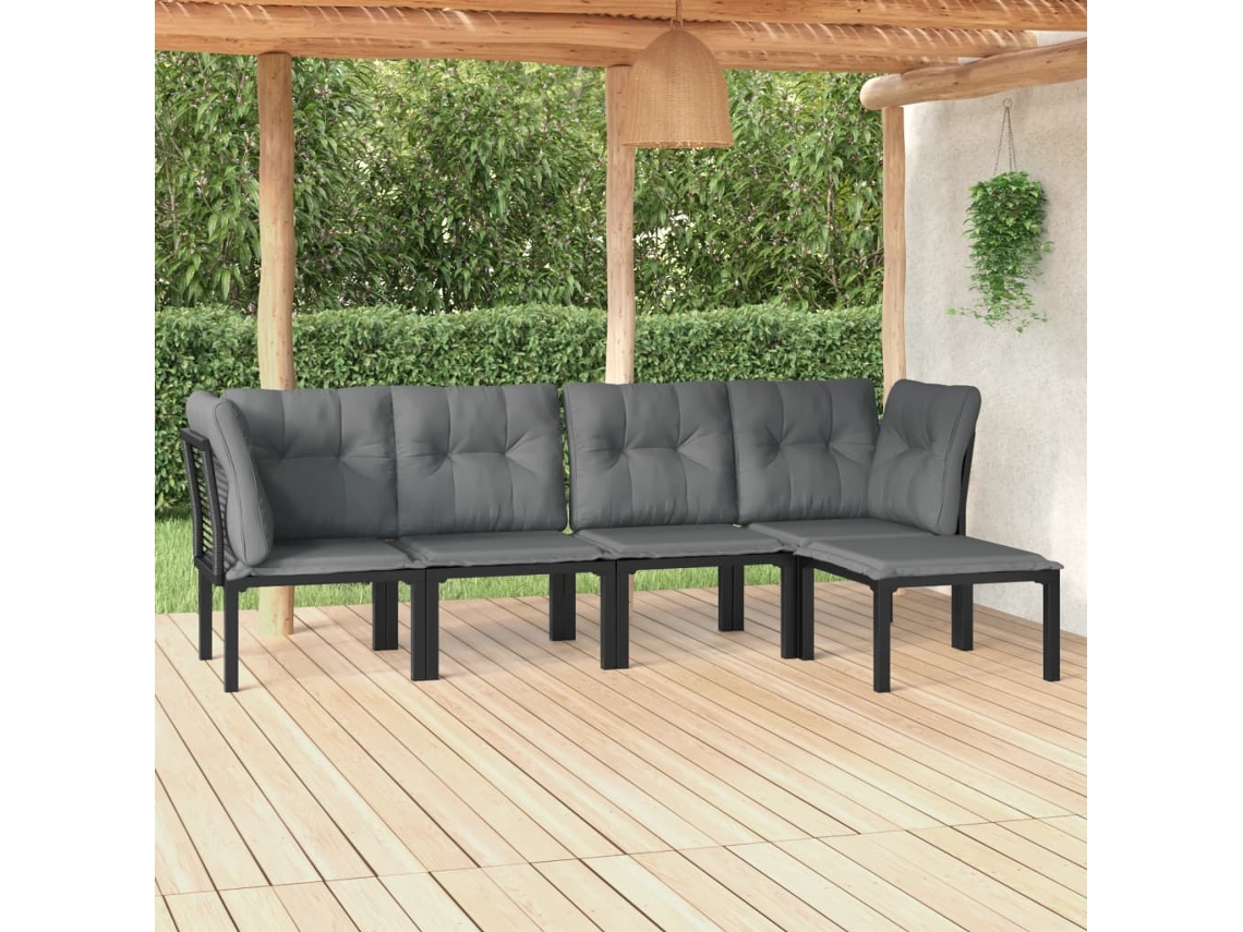 Juego De Muebles De Jardín 5 Udsconjunto De Comedorconjunto De Descanso Ratán Sintético Negro Y Gris Cfw430320