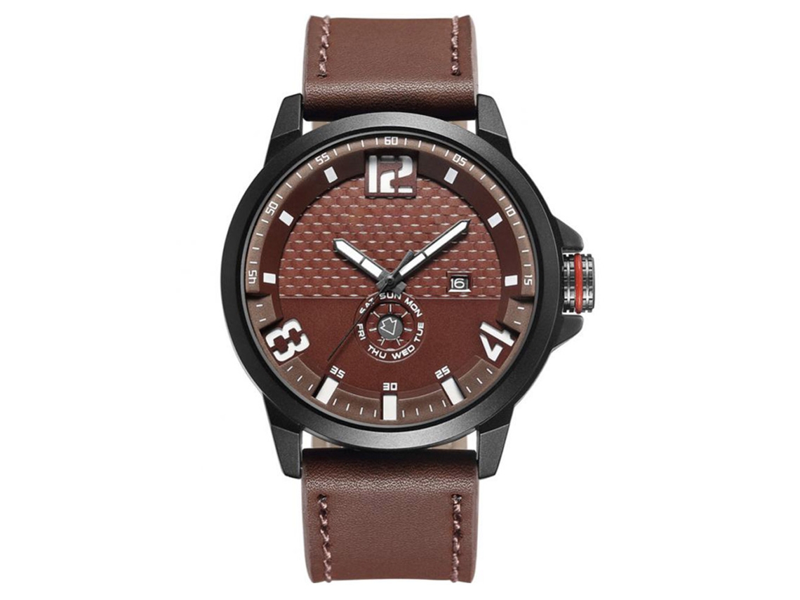 Reloj De Pulsera De Cuarzo Casual Empresarial Multifuncional Duradero Para Hombre Niño (café)
