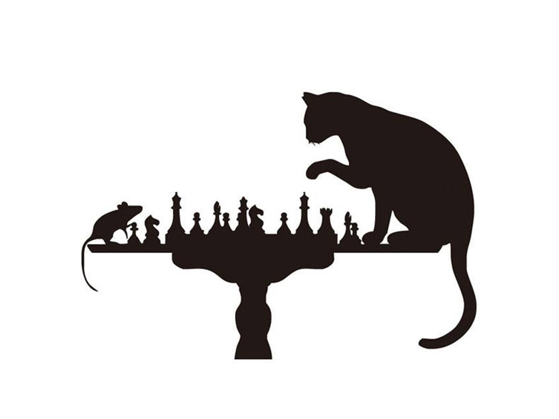 Sticker De Pared De Ajedrez Divertido Con Gato Y Ratón Jugar Juego Decoración De Hogar Para Salón Arte