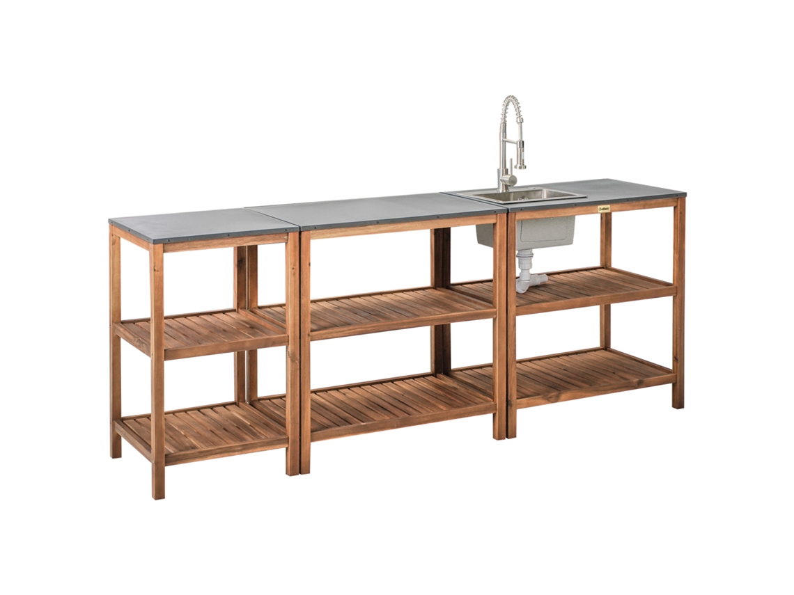 Cocina de jardín Beliani Brucoli en madera de acacia marrón 80x50x83