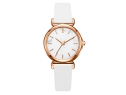 Reloj De Pulsera De Cuarzo De Moda, Estilo Sencillo, Con Correa Informal De Piel Sintética (blanco)