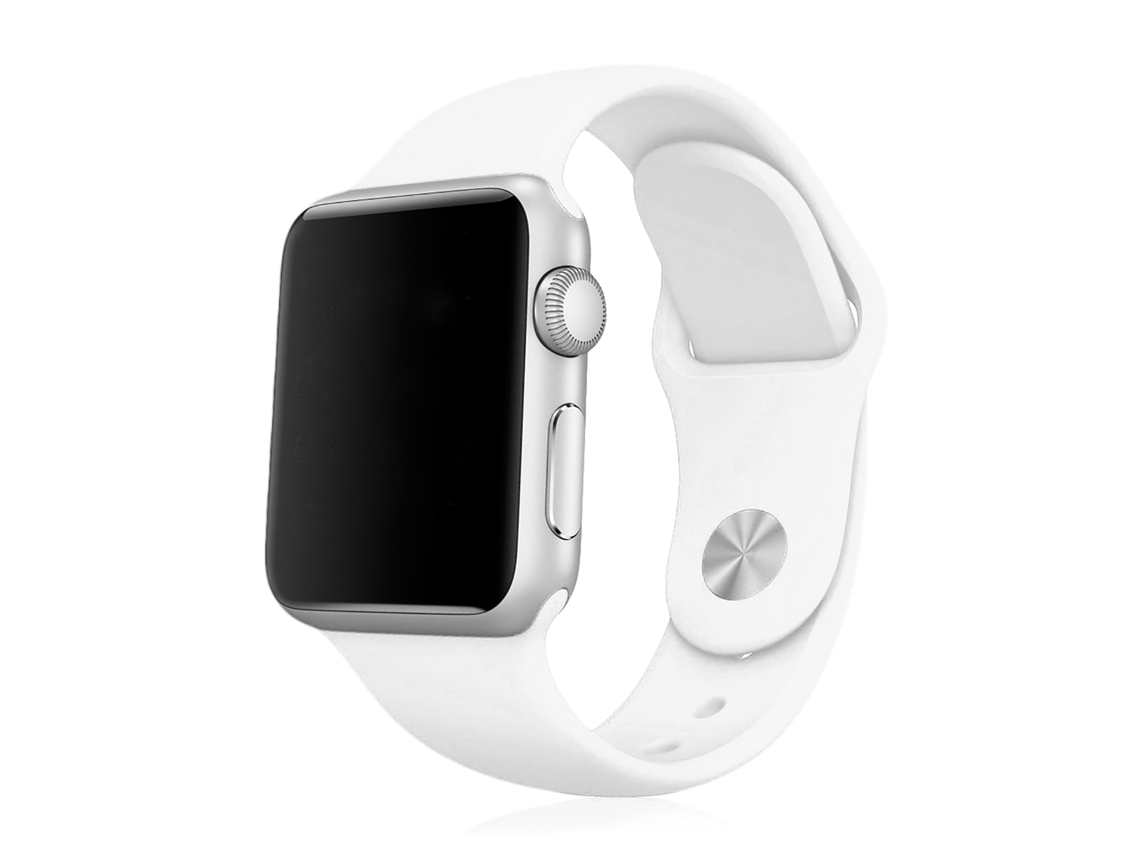 Correa de silicona compatible con Apple Watch de 38/40/41 mm. Talla M/L. 23 x 2 x 0,2 cm. Color blanco.