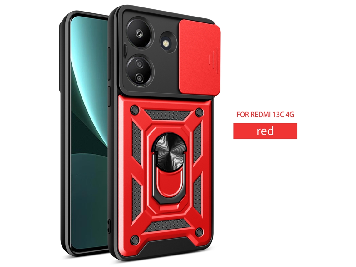Adequado Para Capas De Celular Redmi Com Fivela Magnética Para Carro, Evitando Qvermelho shunjia Push Window - Redmi 13c 4g Internacional (furo Fino