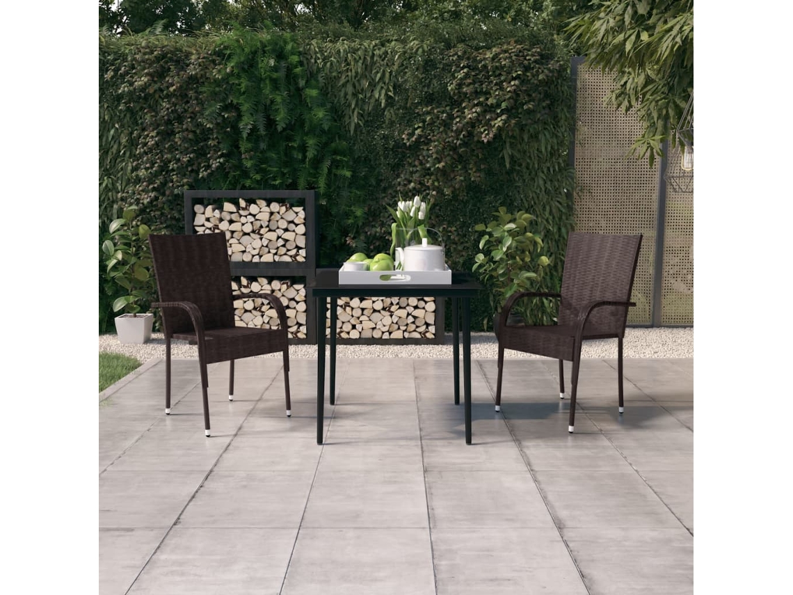 Juego de comedor de jardín de 2 piezas marrón y negro Dkd Home Decor