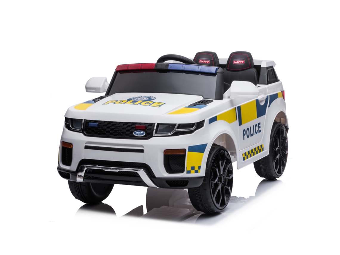 Coche eléctrico infantil Ataa Pro con batería de 12 V, Policía Nacional o Policía Local, con luces y sirena. Color blanco.