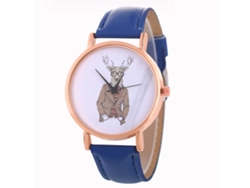 Reloj De Pareja Unisex Zhoulianfa, Estampado De Ciervo, Correa De Pu, Cuarzo Azul.