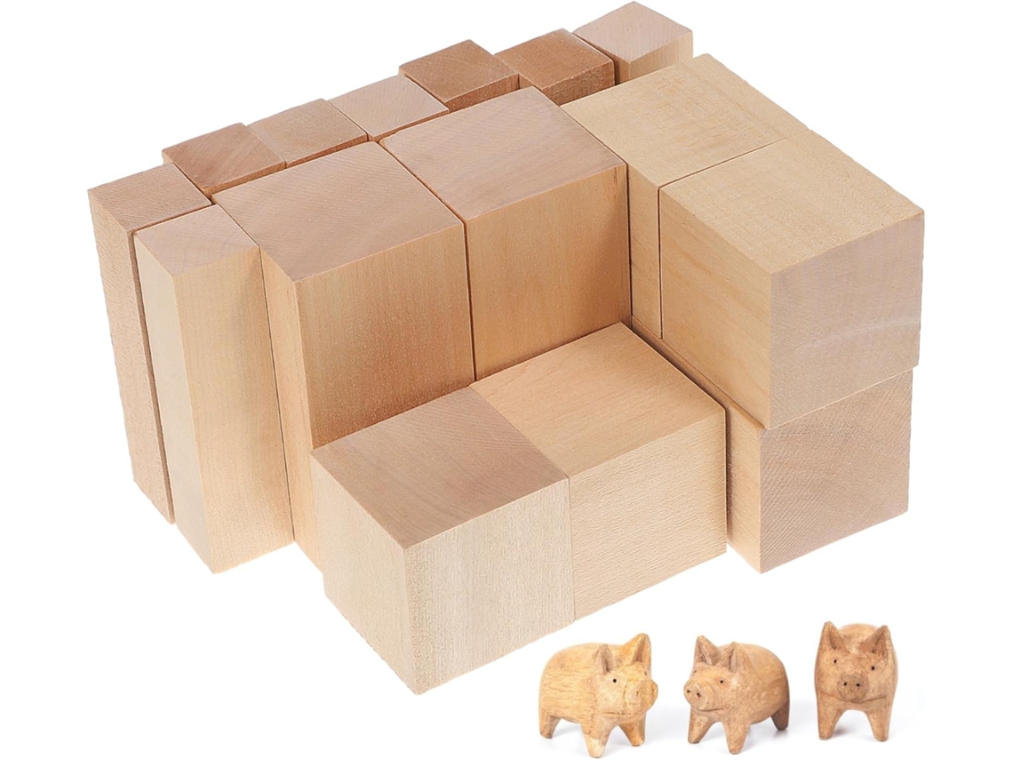15 Piezas De Bloques De Madera En Bruto Para Manualidades, Escultura Y Decoración Del Hogar.