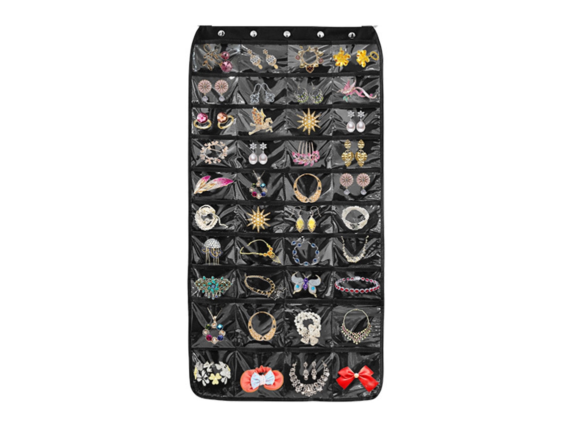 Organizador Joyas Bolsillos Transparentes NEVEANCE Negro (45x25x2cm)
