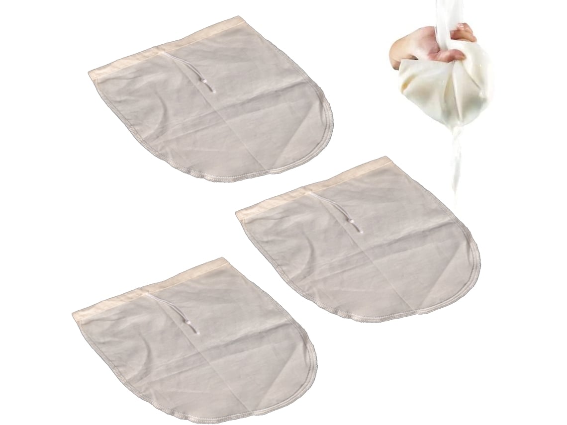 3 Sobres De Leche Vegetal, 30 X 30 Cm, 100% Algodão Puro Sem Branqueamento, Filtro De Alimentos Reutilizável.