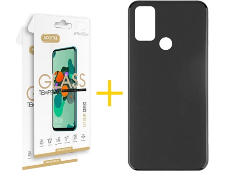 Kit Funda + 2 Protectores de Pantalla Alcatel 1S 2021 ACCETEL Liso (Negro)