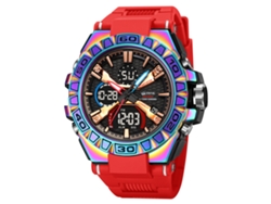 Reloj Digital Deportivo Luminoso (rojo Vibrante), Cronógrafo Multifuncional Resistente Al Agua.