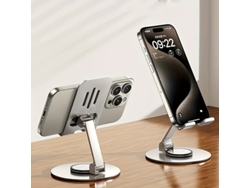 Usb | Hogar - Soporte Para Teléfono Móvil Es Plegable, Giratorio 360 Grados Y Ajustable En Altura. Fabricado En Metal, Es Ideal Para Usar So