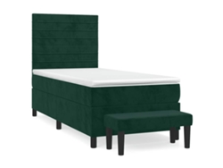 Maison Exclusive - Cama Box Spring Con Colchón Terciopelo Verde Oscuro 100x200 Cm