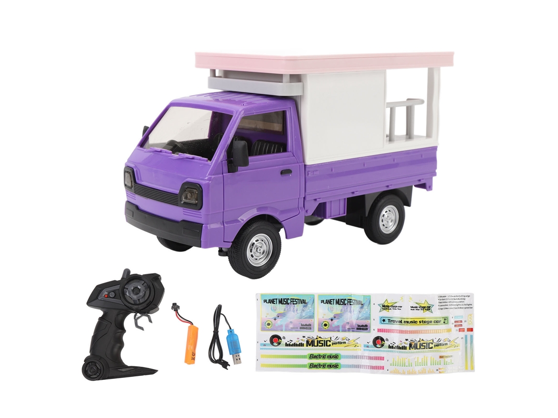 Coche de derrape teledirigido RC 2026 color morado con luces y efectos de sonido, camión de juguete para niños