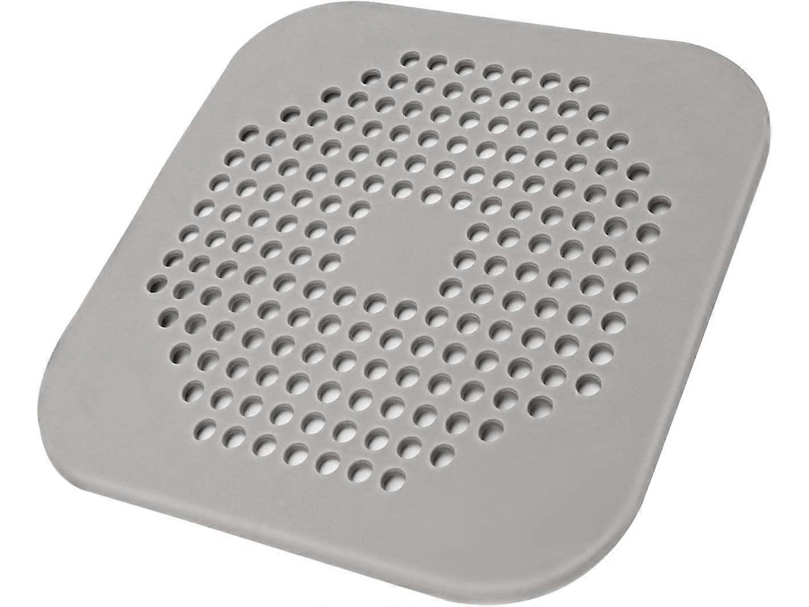 Tapa De Desagüe Cuadrada De 5.4 Pulgadas Para Ducha Cazapelos De Silicona Plana Con Ventosas Antideslizantes Gris/blanco Para Baño Y Cocina