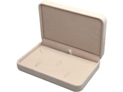 Caja De Joyería Nupcial Con Forro De Terciopelo Para Collar, Pendientes Y Anillo, Color Beige, 17x12x3,5 Cm.