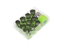 (verde) Un Juego De 12 Mini Cortadores De Frutas Y Verduras, Fabricados En Acero Inoxidable Y Plástico Ecológicos.