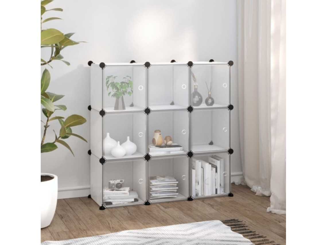 Cubos de almacenamiento apilables de 9 cubos con puertas de PP transparentes