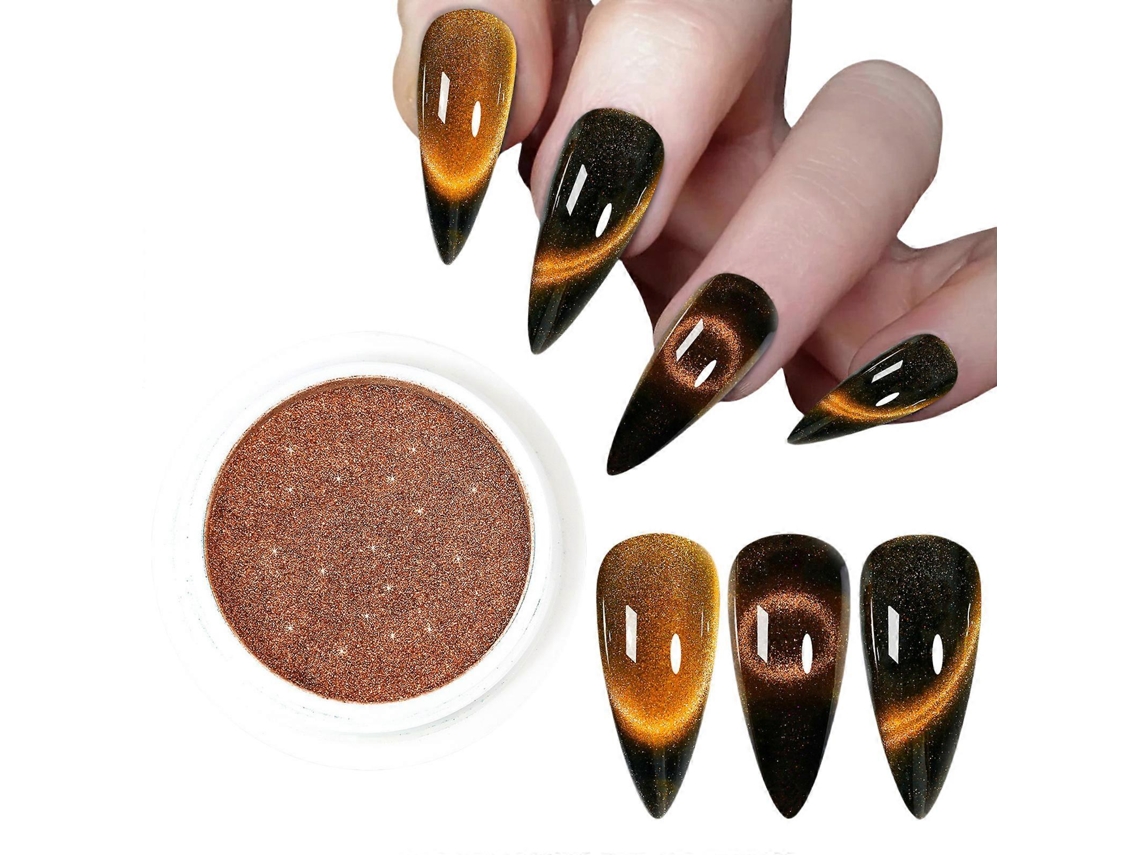 Polvo magnético para uñas efecto ojo de gato, efecto ojo de gato 9D, efecto espejo, pigmento para uñas, decoración artística para mujeres 6 Hengrongshen