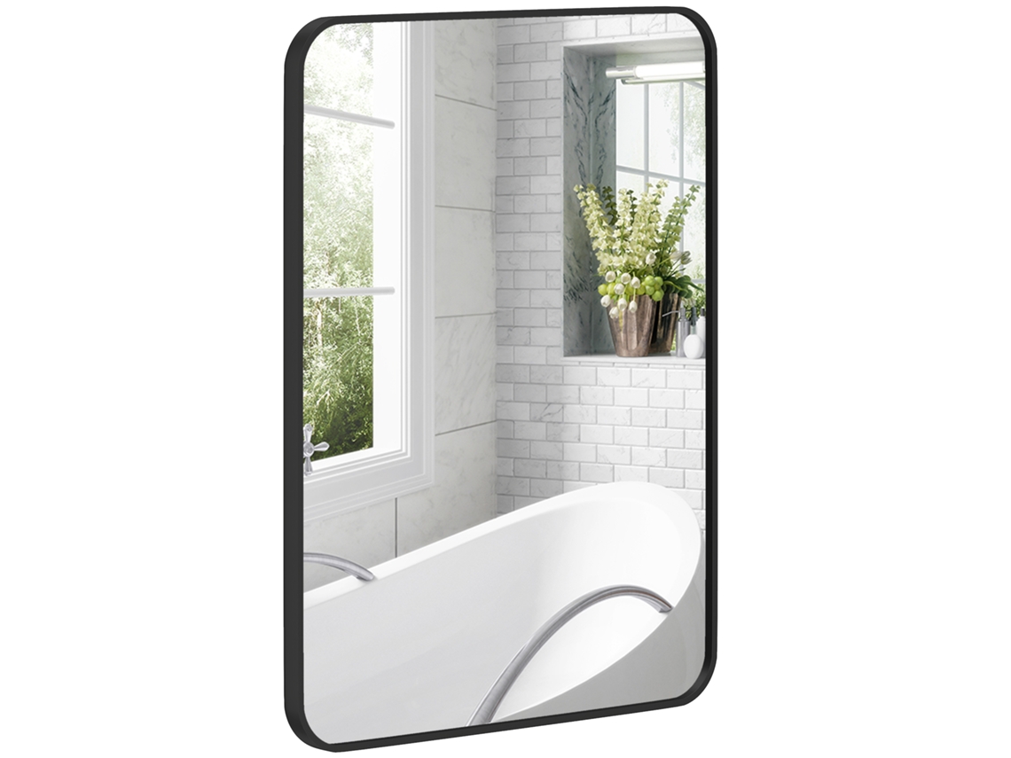 Espejo Rectangular Con Marco De Metal, Decorativo, Para Dormitorio, Salón, Pasillo, Negro, 60x80 Cm