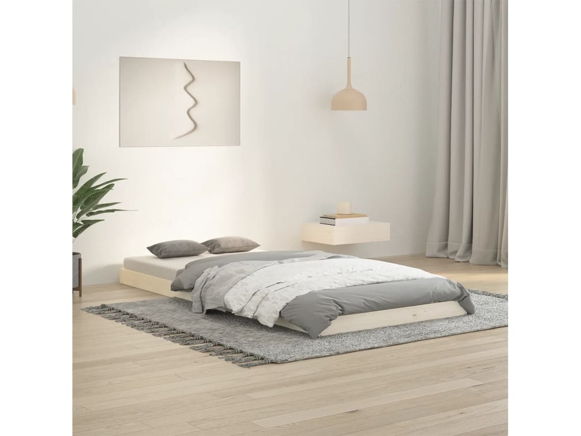 Estructura de cama madera maciza de pino blanco 90x200 cm