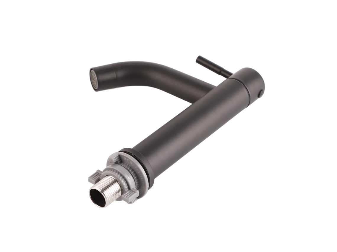 Grifo para lavabo de baño de acero inoxidable G1/2, color negro frío, sin tubo