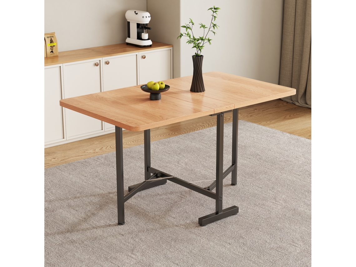 Mesa de Comedor Plegable MDF 120 x 80 cm Adecuada para 4 a 6 personas Estilo Natural