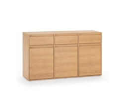 Aparador Tori 3 Puertas 3 cajones, Color Roble, 140 cm VS VENTA-STOCK