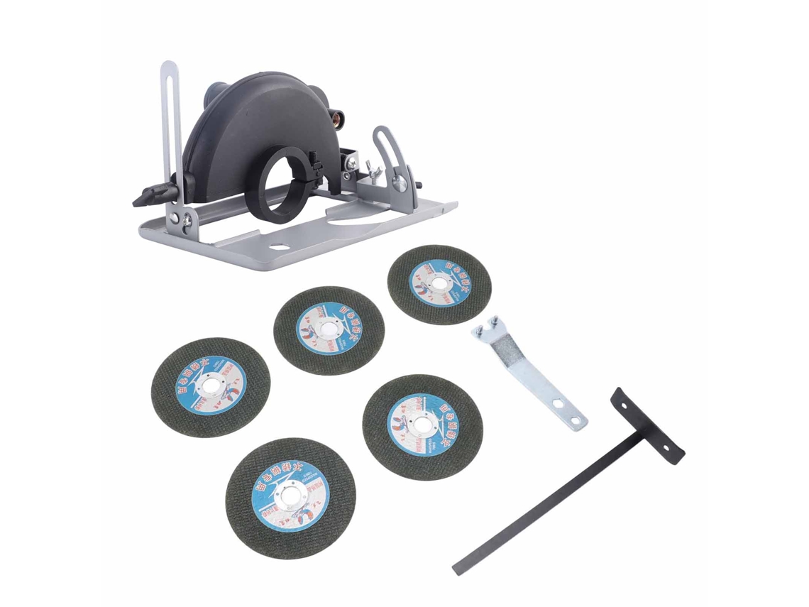 Tapa Protectora Ajustable Para Amoladora De Ángulo Con Soporte De Corte, Calibre Guía Y 5 Hojas De Sierra Metálica