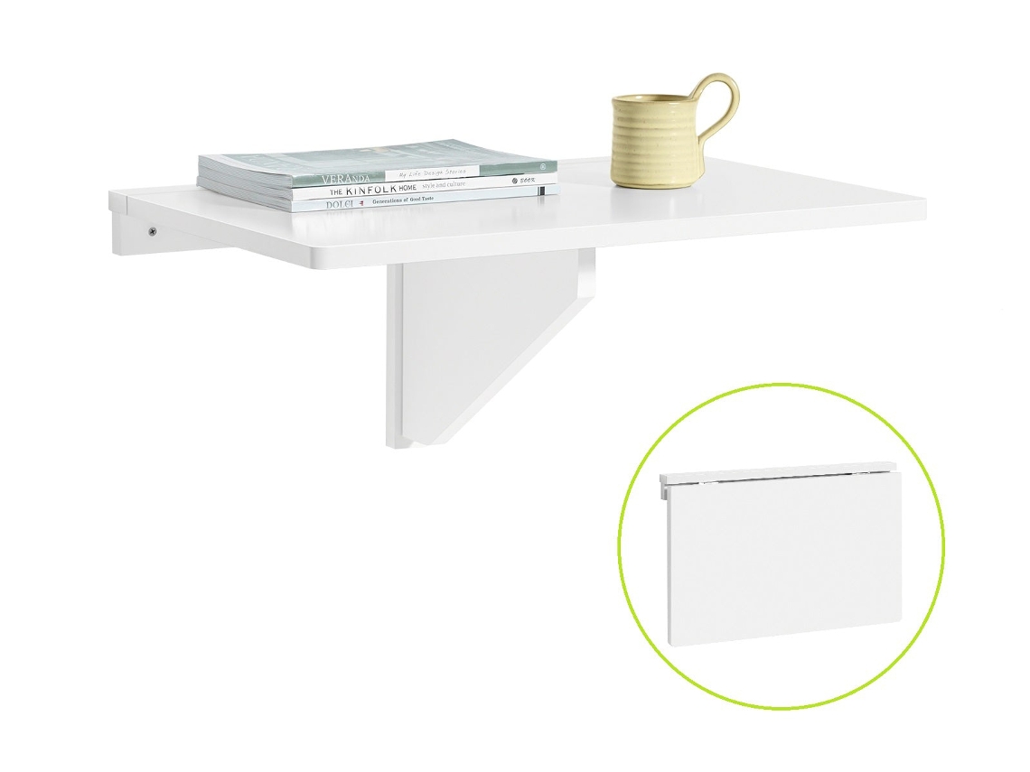 Mesa SOBUY Plegable (Blanco - Madera - 60x40x1.4 cm)