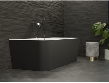 MINT 180 Noire, Bañera semi-exenta mural L. 180 x l. 81 cm, by SPALINA