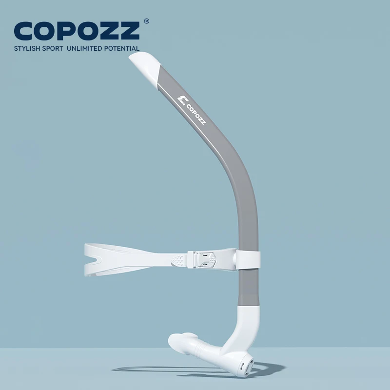 (gris) Tubo Respiratorio De Entrenamiento Para Natación De Montaje Frontal, Boquilla De Silicona, Adecuado Para Adolescentes.
