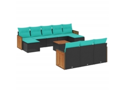 Maison Exclusive - Conjunto De Sofá De Jardín De 11 Piezas Con Cojines, De Poliratán Negro