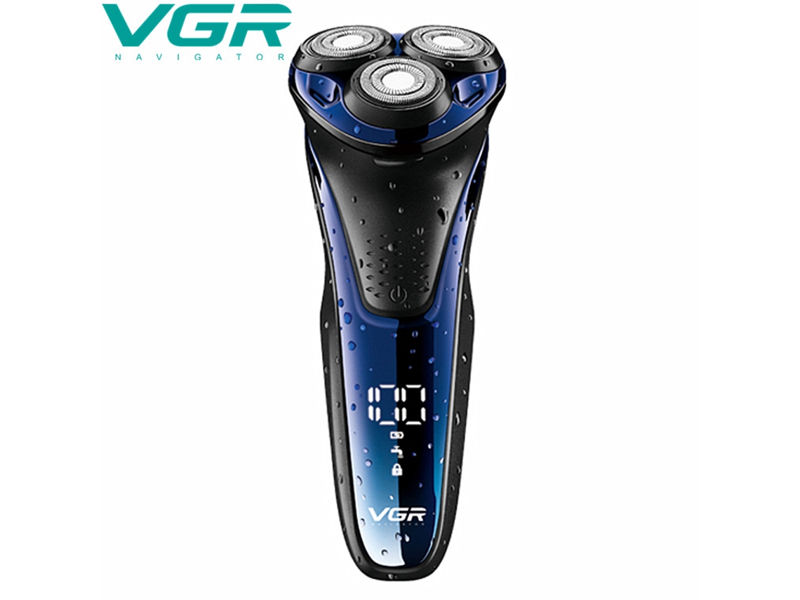 Afeitadora Eléctrica (azul), Afeitadora Eléctrica De Barba De Tres Cuchillas, Lavable Con Agua.