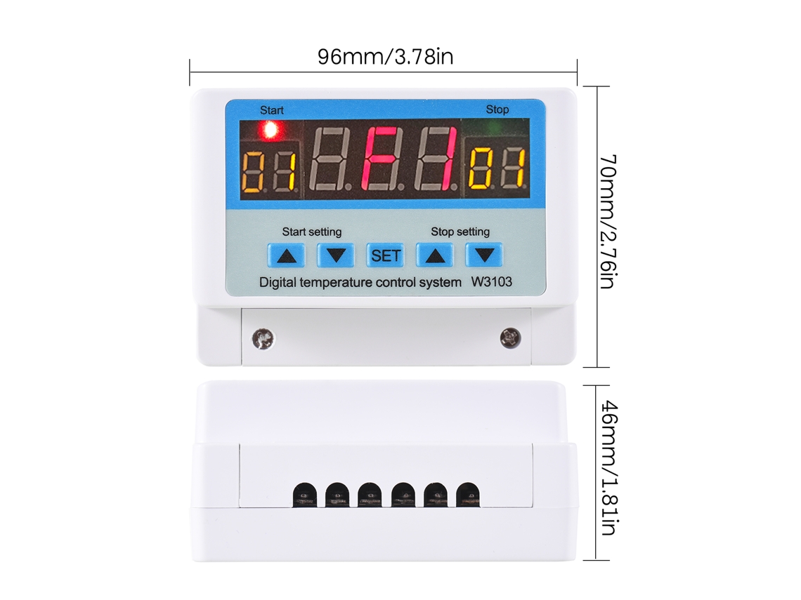 Controlador De Temperatura Digital Led Inteligente 10a/dc24v Con Sensor De Calefacción Y Refrigeración.