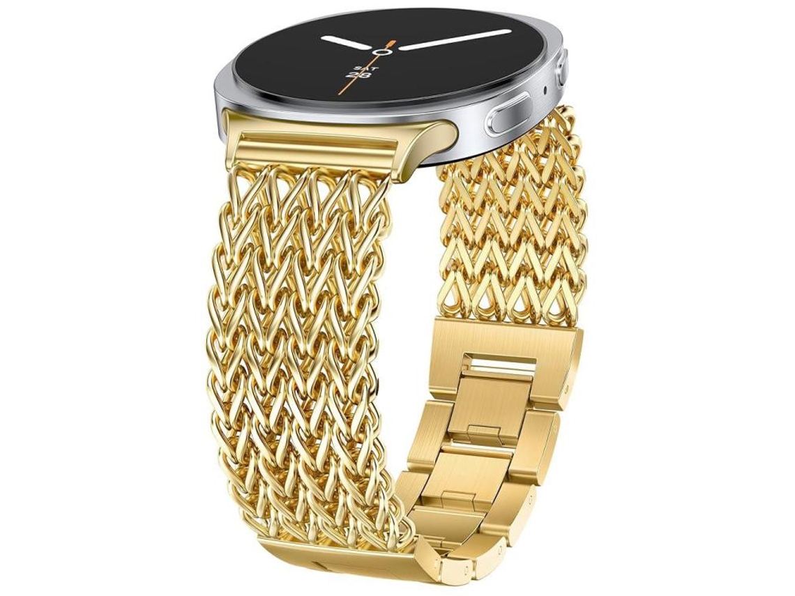 Bracelete Para Samsung Galaxy Watch Watch 8 / 8 Classic - Aço Inoxidável Trançado Em Espinha De Peixe - Dourada