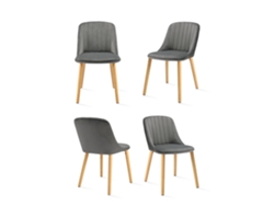 Sillas De Comedor Goeurvant 993(pack De 4, Gris Claro, Terciopelo)