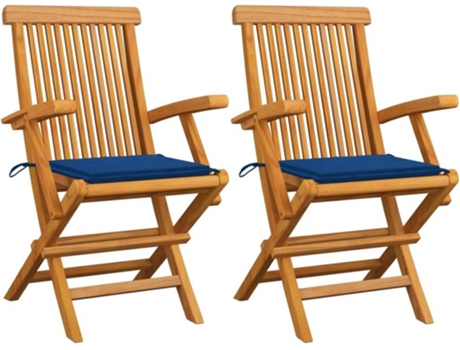 Conjunto 2 Silla de exterior VIDAXL Azul Teca (55x60x89 cm)