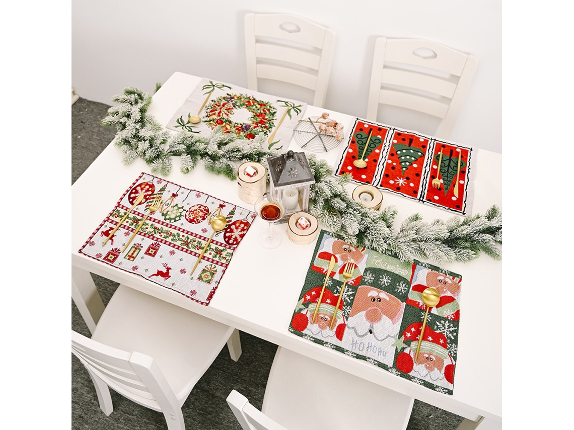 MEOIRUERY Posavasos de Mesa para Navidad Posaderos Plato Cubiertos Posavasos Decoración Cena de Navidad