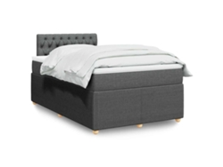 Cama Box Spring Con Colchón Tela Gris Oscuro 120x200 Cm
