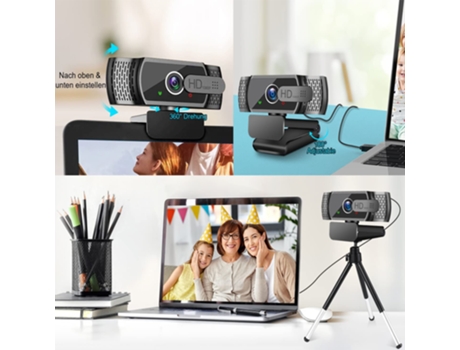 Cámara web HD1080P con micrófono Corrección de luz automática USB PC Webcam con cubierta 110 GELLDG
