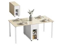 Una Mesa Plegable Con Capacidad Para 6 Personas, Con 2 Cajones Y 4 Estantes.
