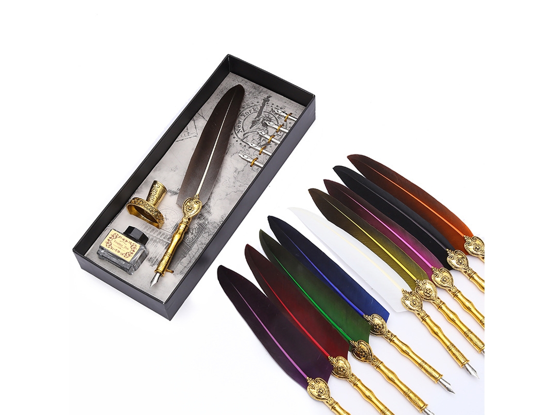 Set De Pluma De Pluma, Pluma De Tinta De Inmersión Vintage Europea Con Caja De Regalo