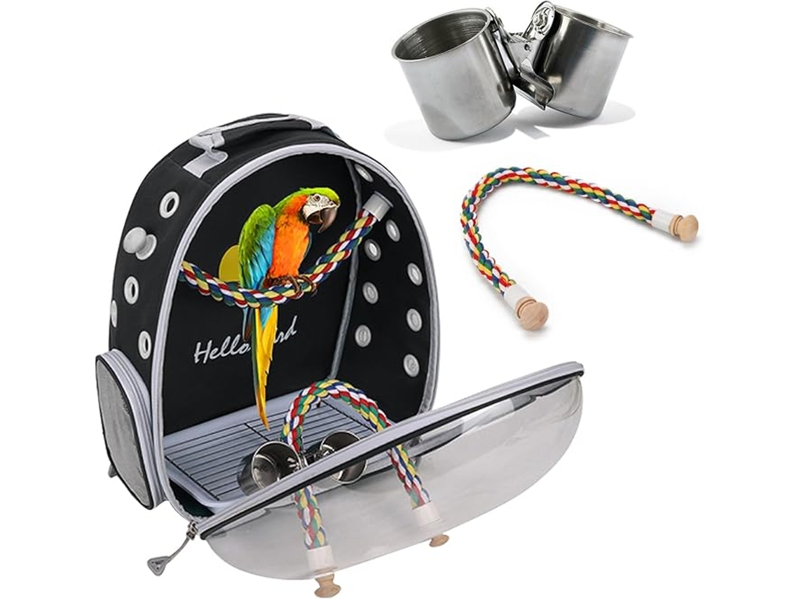 Transportín Para Pájaros Digitallab Con Percha Y Bandeja Espaciosa, Ideal Para Viajar (negro)