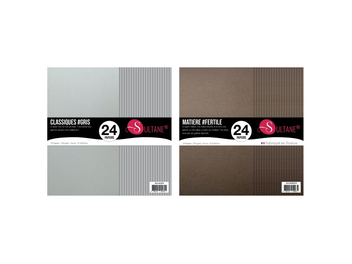 48 papeles de scrapbook Marrón + Gris - 300g/m2