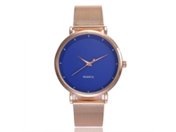 Reloj De Cuarzo Para Mujer Vansvar Con Correa De Malla Moderna Y Esfera Redonda Azul.